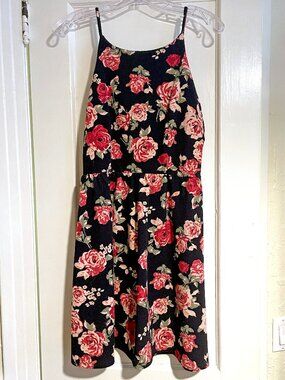 Rose Floral Pattern Mini Dress